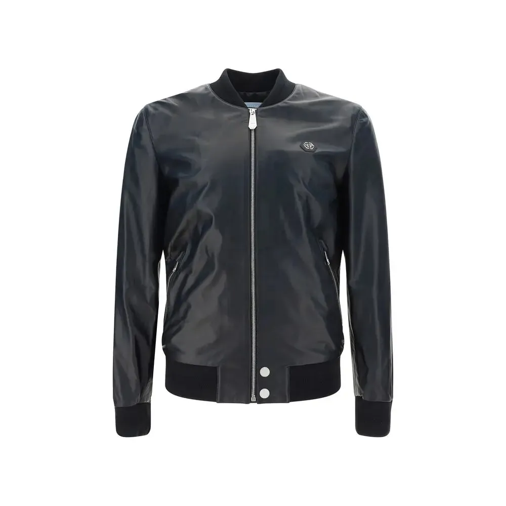 Philipp Plein Leather Bomber Jacket