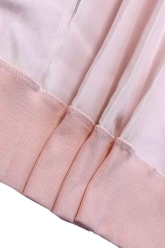 Pink Satin Oversized Bomber Jacket
