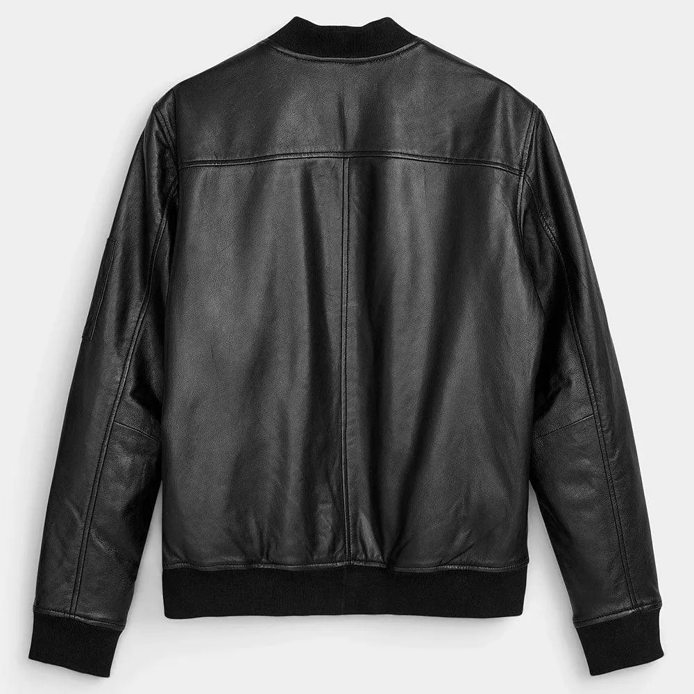 Real Leather Bomber Jacket
