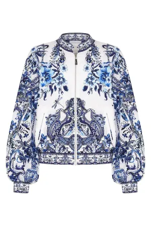Shirred Cuff Bomber Jacket