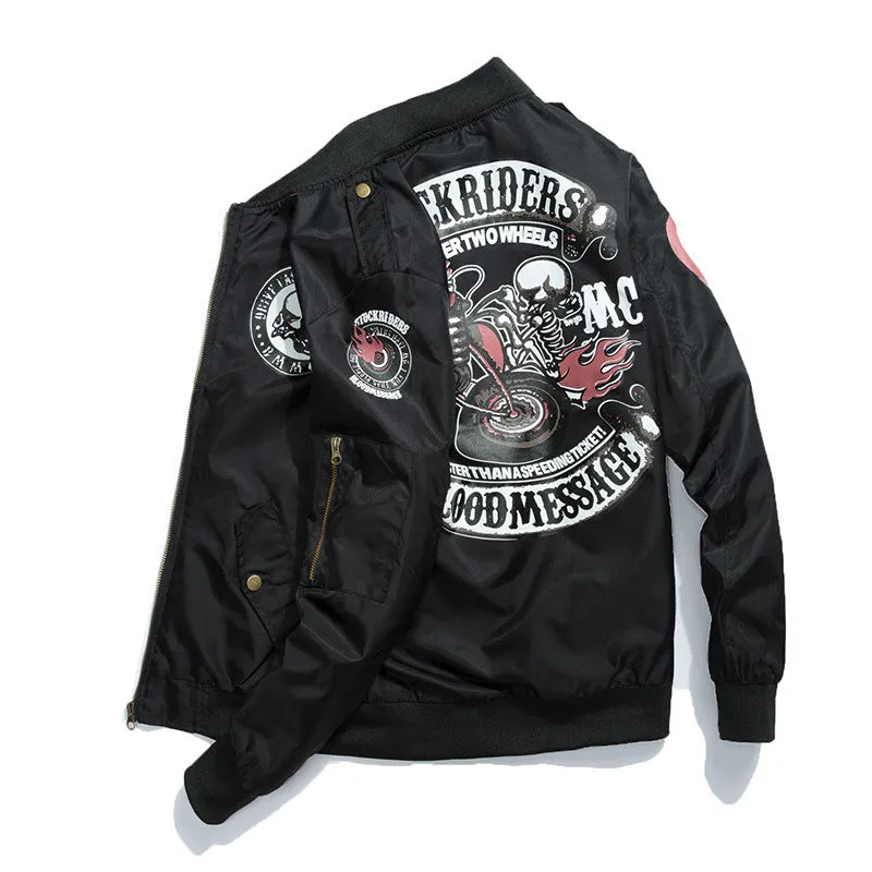 Varsity Bomber Jacket Autumn Motorcycle Clothing Coat Men and Women Couple Embroidered Baseball Uniform Pilot Jacket
