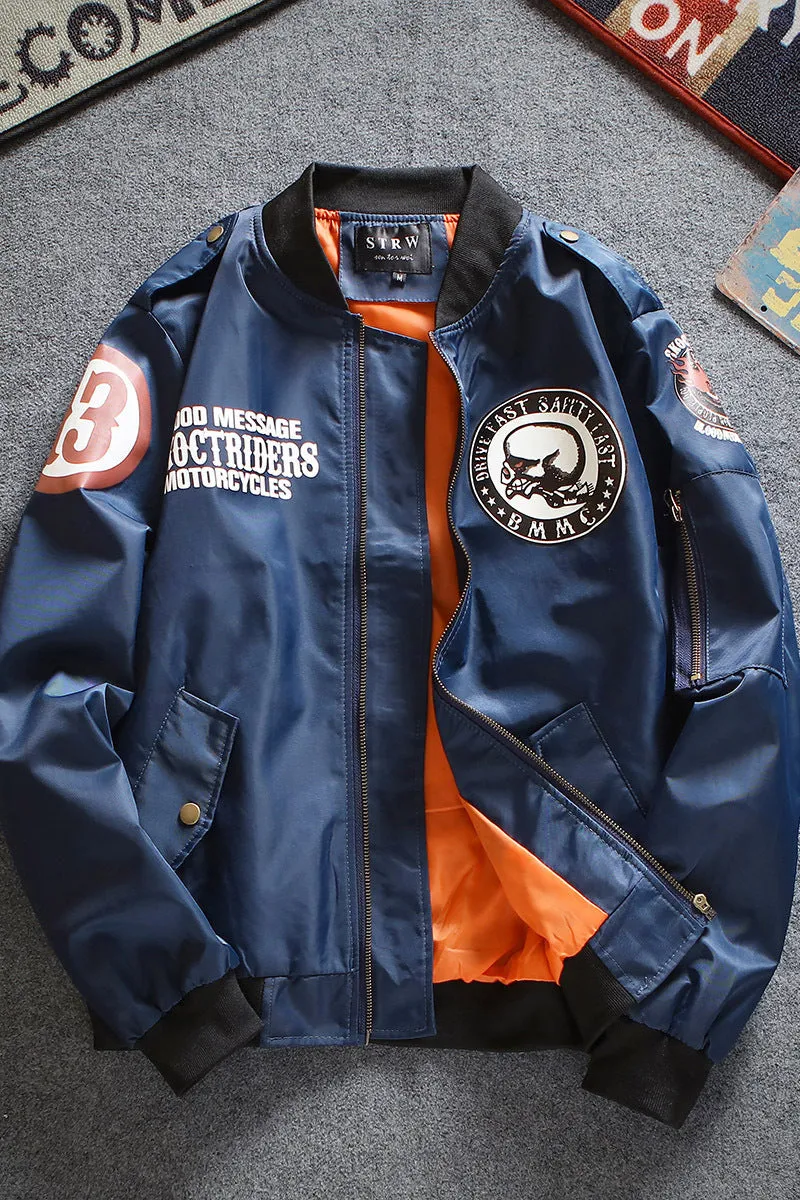 Varsity Bomber Jacket Autumn Motorcycle Clothing Coat Men and Women Couple Embroidered Baseball Uniform Pilot Jacket