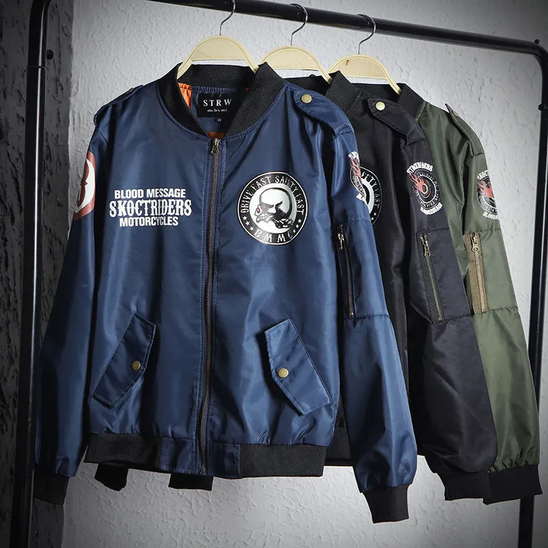 Varsity Bomber Jacket Autumn Motorcycle Clothing Coat Men and Women Couple Embroidered Baseball Uniform Pilot Jacket