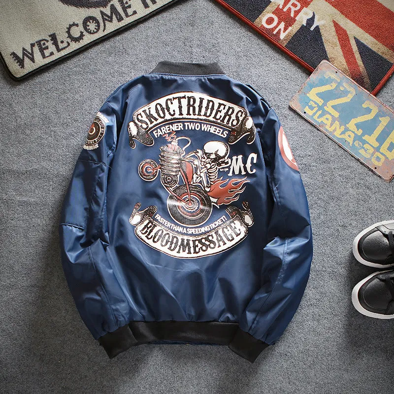 Varsity Bomber Jacket Autumn Motorcycle Clothing Coat Men and Women Couple Embroidered Baseball Uniform Pilot Jacket