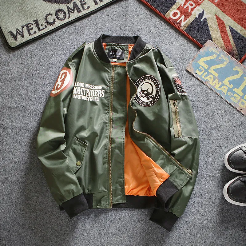 Varsity Bomber Jacket Autumn Motorcycle Clothing Coat Men and Women Couple Embroidered Baseball Uniform Pilot Jacket
