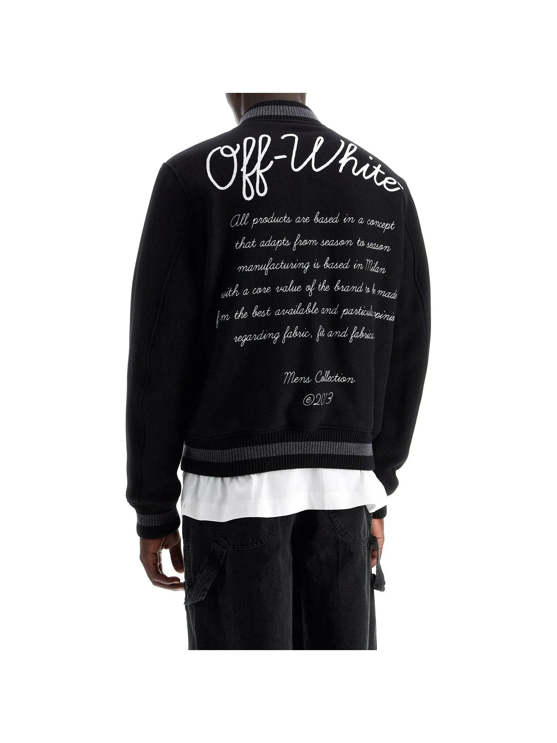 Varsity Embroidered Wool Bomber Jacket
