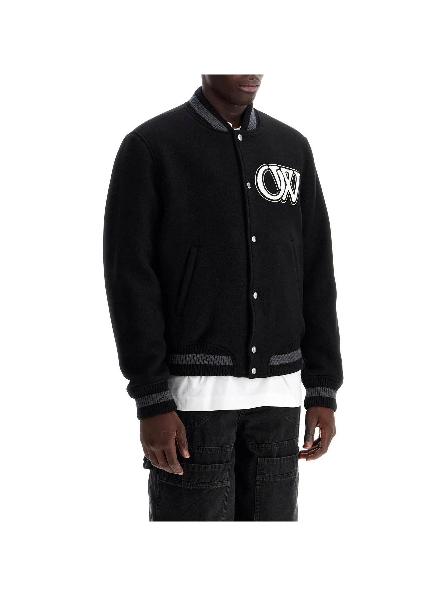 Varsity Embroidered Wool Bomber Jacket