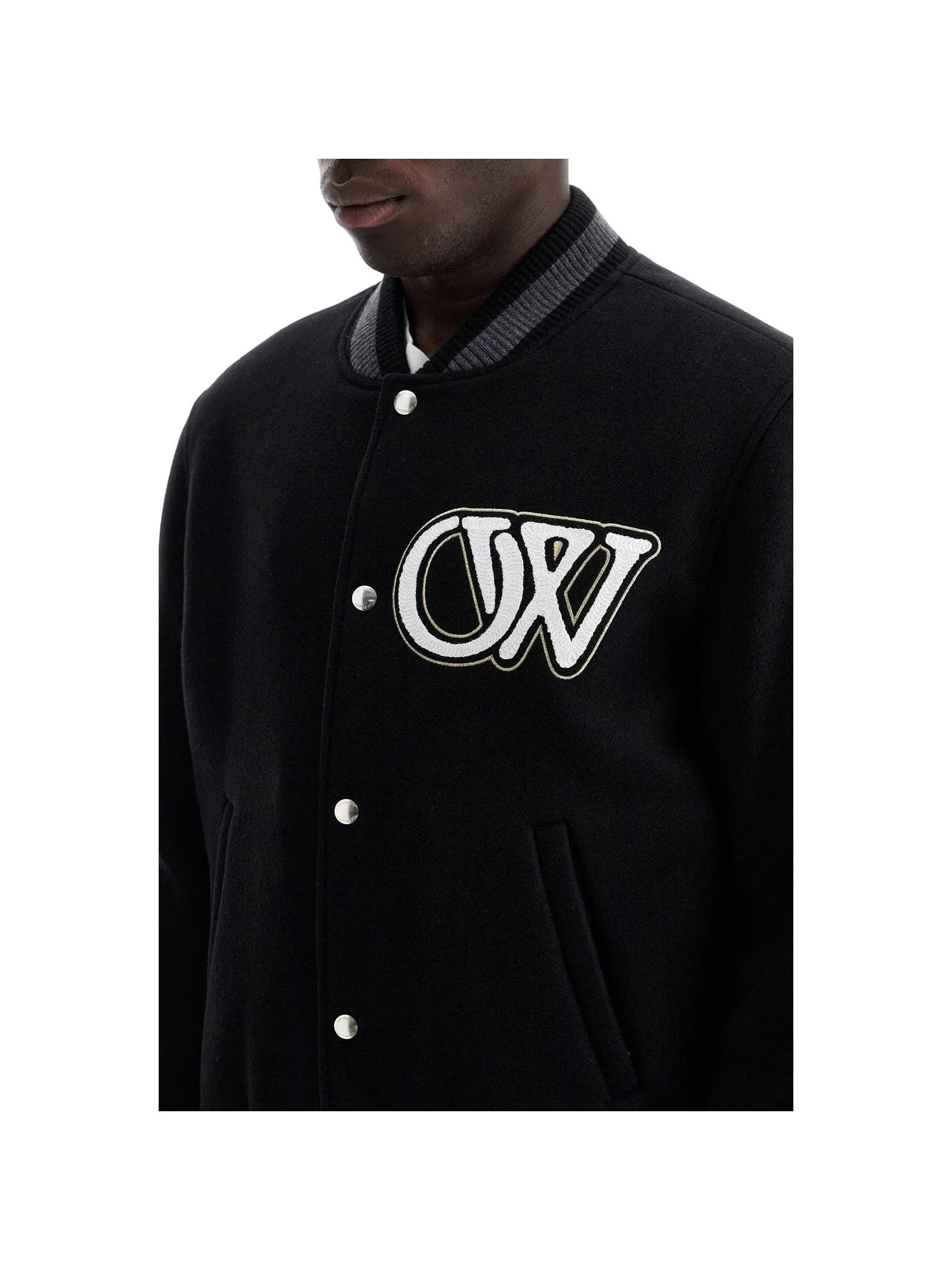 Varsity Embroidered Wool Bomber Jacket
