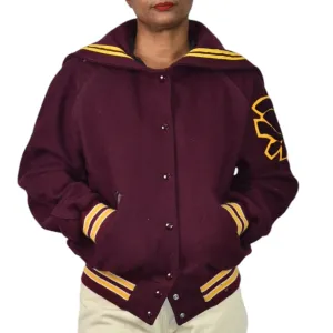Vintage Holloway Varsity Jacket Red Tar Flap Wool Cheerleader College Letterman Bomber Trojan Embroidery Patch Size 40 Large