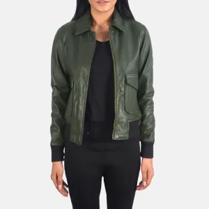West A-2 Green Leather Bomber Jacket